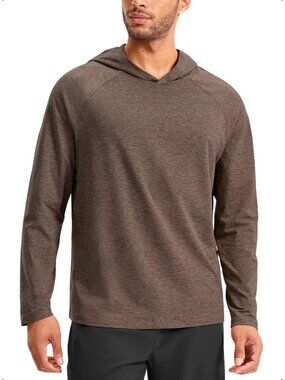 Soothfeel Men's Brown Heather Long Sleeve Pullover Drawstring Sweatshirt Hoodies